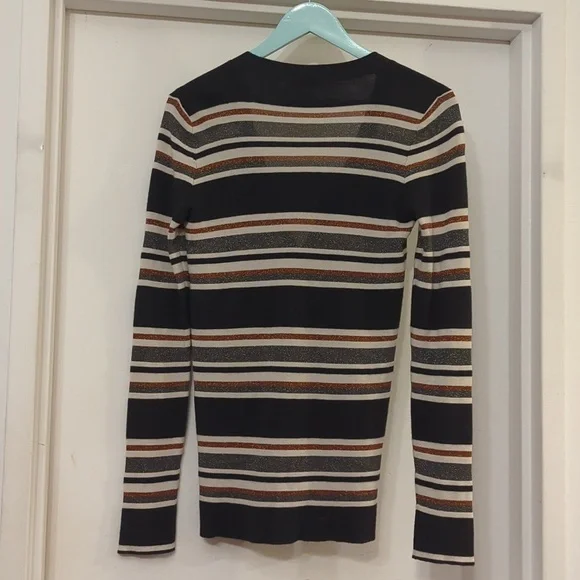 Brunello Cucinelli Cashmere Striped Metallic Cardigan S